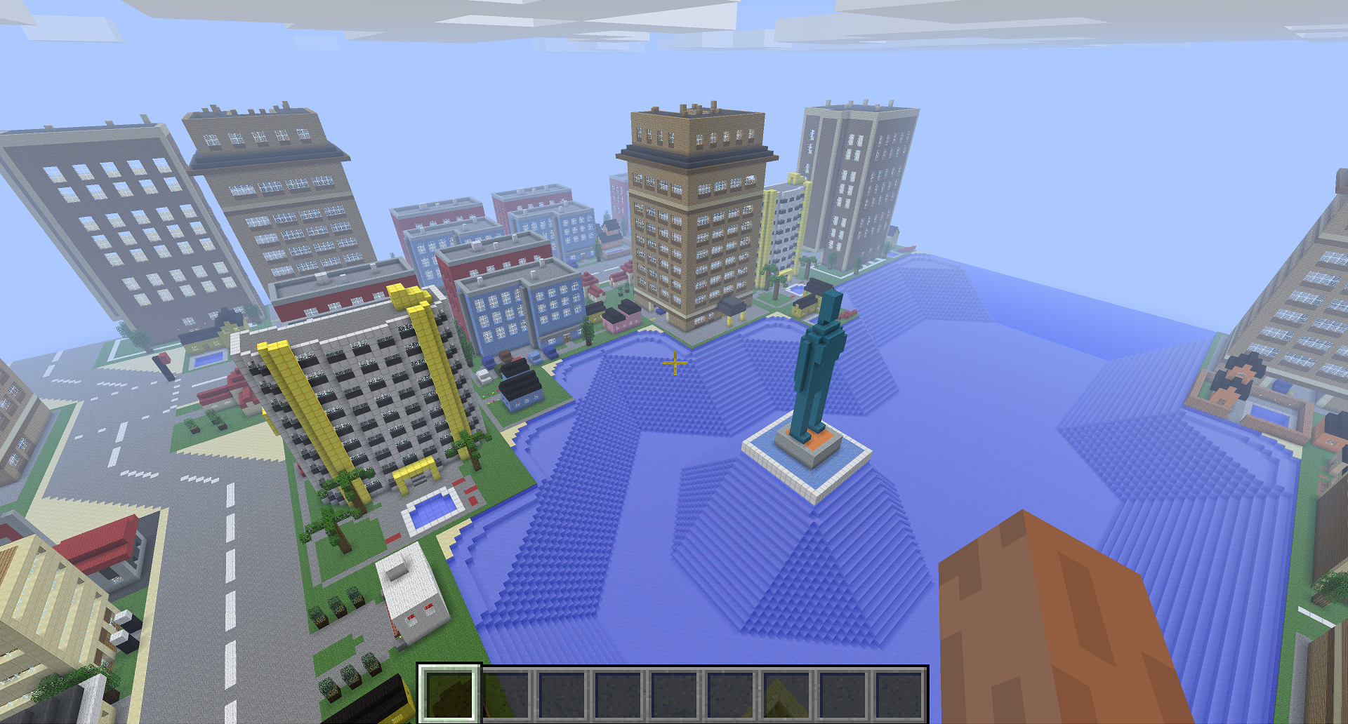 The same city rebuilt from blocks in Minecraft